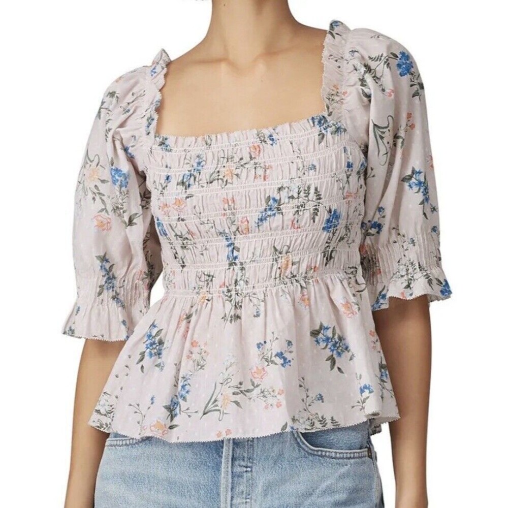 SAYLOR Clover Floral Smocked Top‎ SIZE MEDIUM